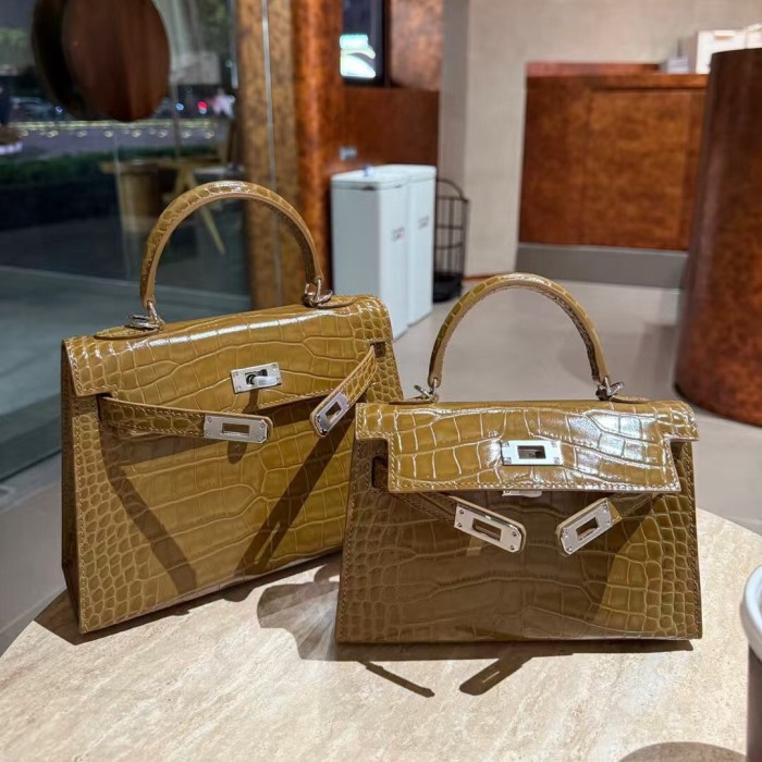 Imported Croc-Embossed Leather Bag