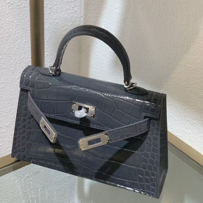 Imported Croc-Embossed Leather Bag