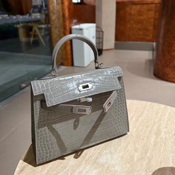 Imported Croc-Embossed Leather Bag