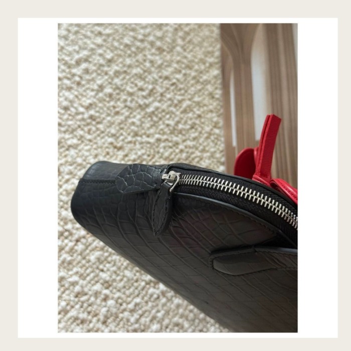 Matte Croc-Embossed Calfskin Leather Bag
