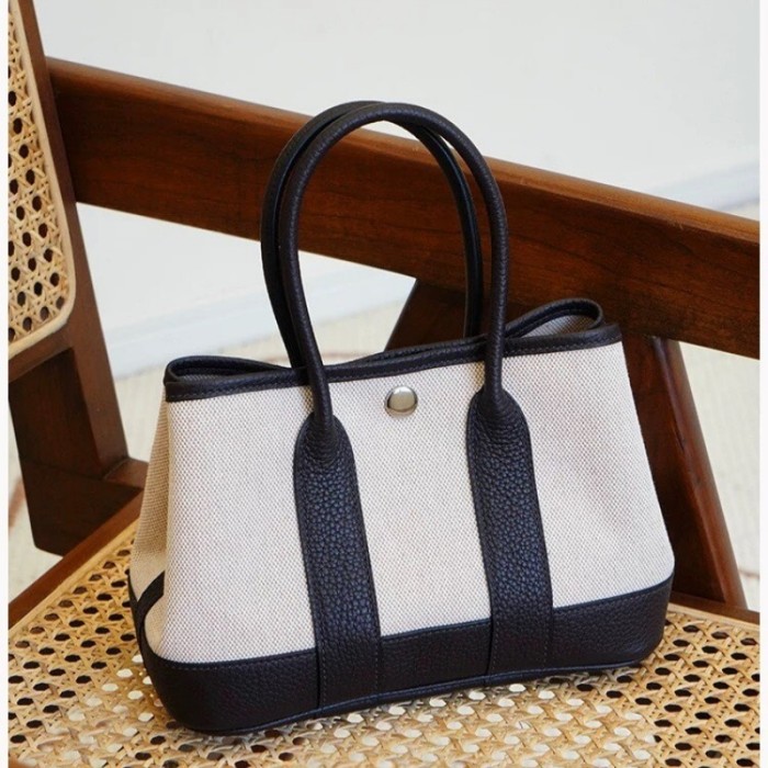 Negonda Leather Canvas Mini Garden Tote Bag