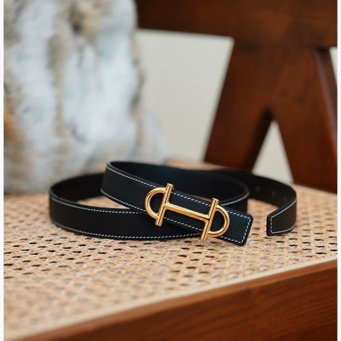 Full Steel Horsebit Epsom Leather Women‘s Belt