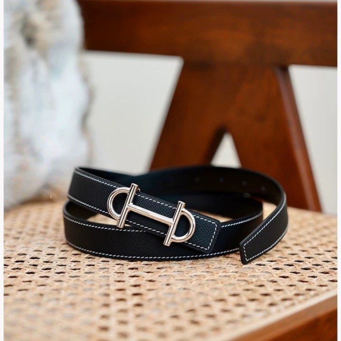 Full Steel Horsebit Epsom Leather Women‘s Belt