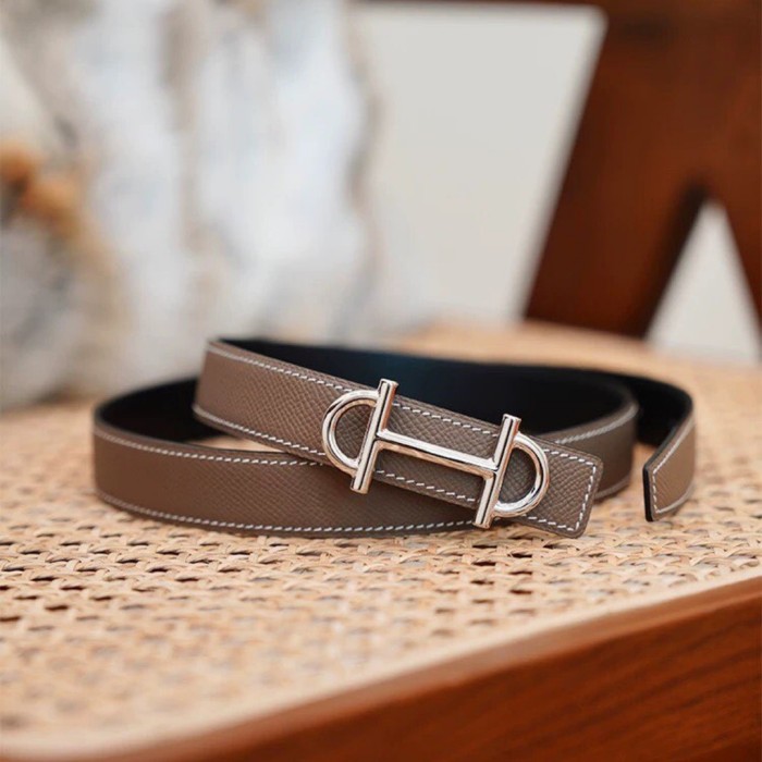 Full Steel Horsebit Epsom Leather Women‘s Belt