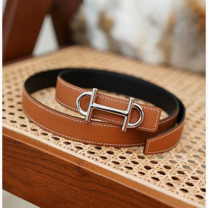 Full Steel Horsebit Epsom Leather Women‘s Belt