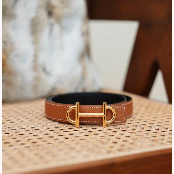 Full Steel Horsebit Epsom Leather Women‘s Belt