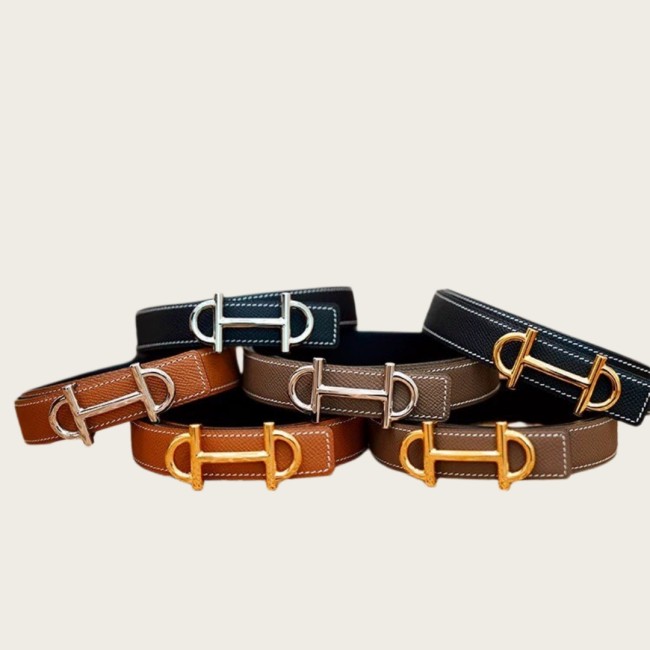 Full Steel Horsebit Epsom Leather Women‘s Belt