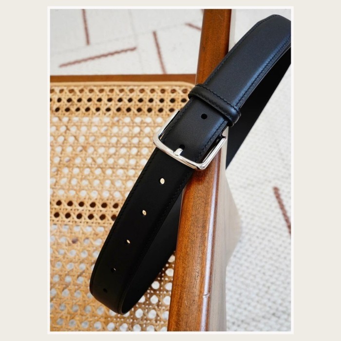 Full Steel Buckle Italian Calfskin Leather Belt