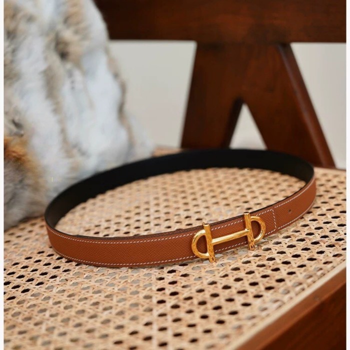 Full Steel Horsebit Epsom Leather Women‘s Belt