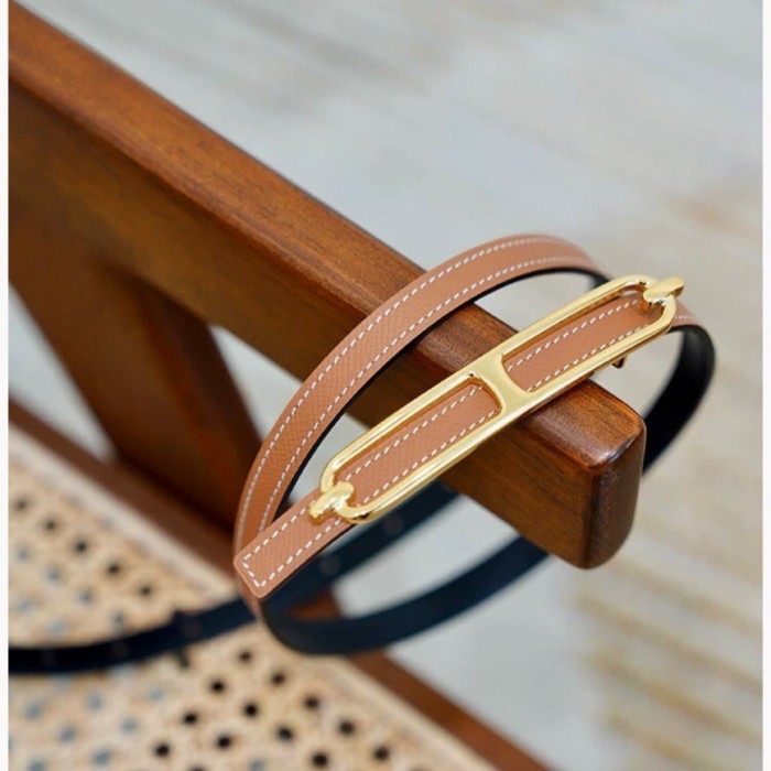 Designer Epsom Slim Leather Belt