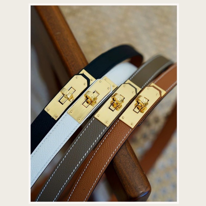 Epsom Calfskin Leather Kelly Style Belt
