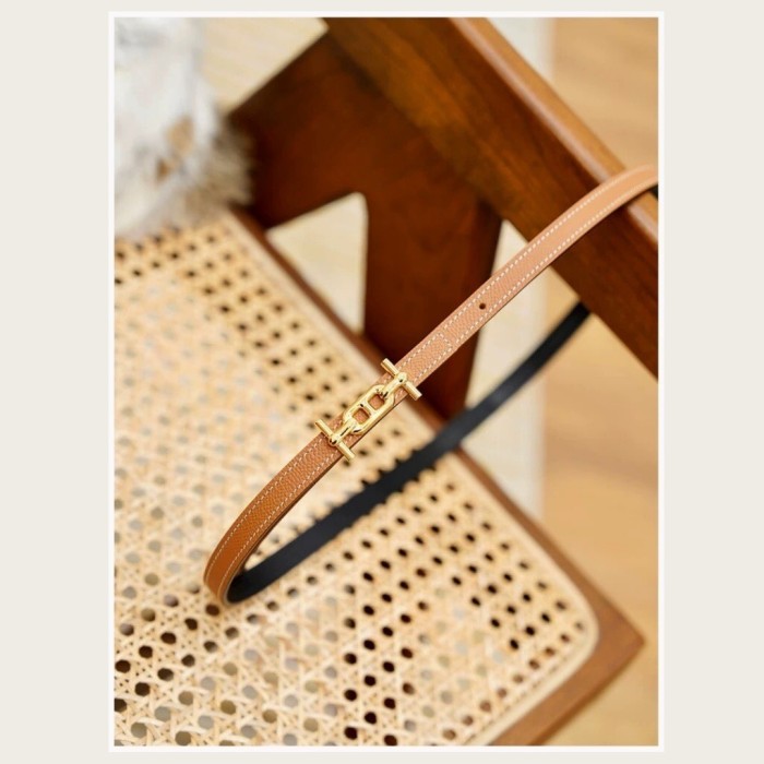  Inspired Anchor Motif Buckle Slim Leather Belt
