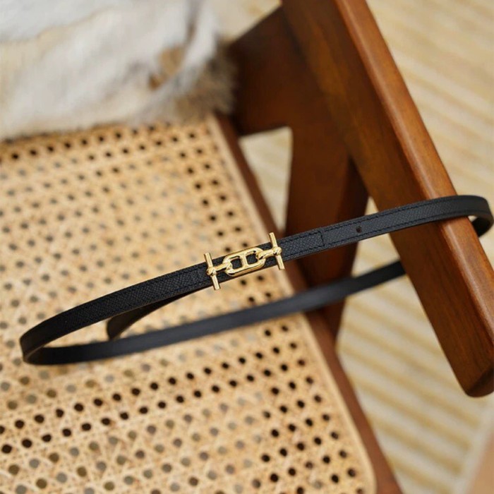  Inspired Anchor Motif Buckle Slim Leather Belt