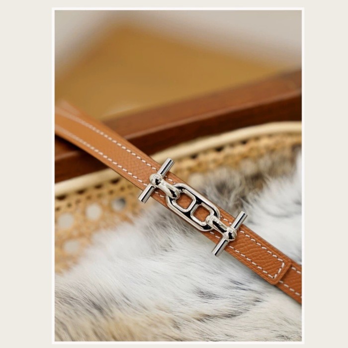  Inspired Anchor Motif Buckle Slim Leather Belt