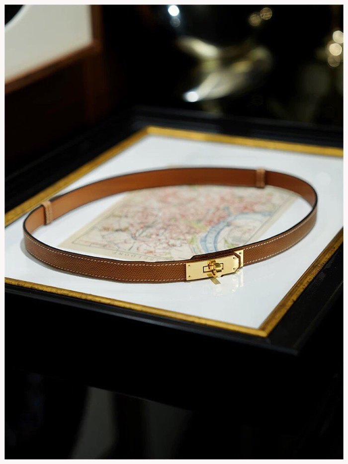 Epsom Calfskin Leather Kelly Style Belt