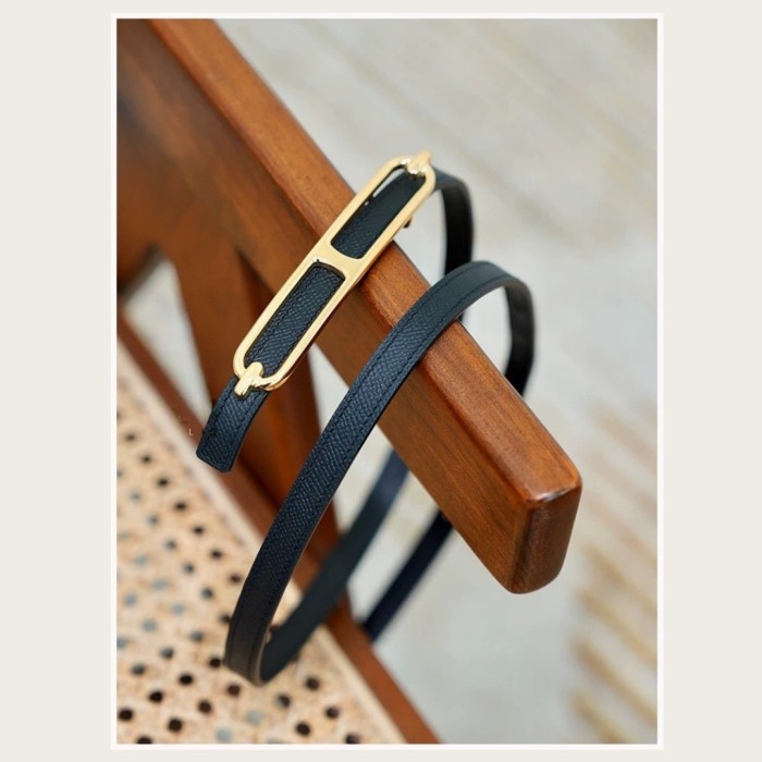 Designer Epsom Slim Leather Belt