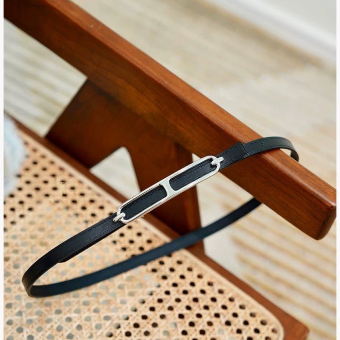 Designer Epsom Slim Leather Belt