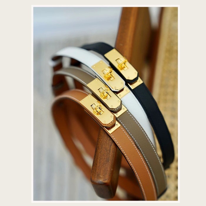 Epsom Calfskin Leather Kelly Style Belt