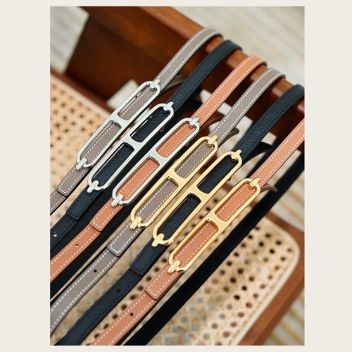 Designer Epsom Slim Leather Belt