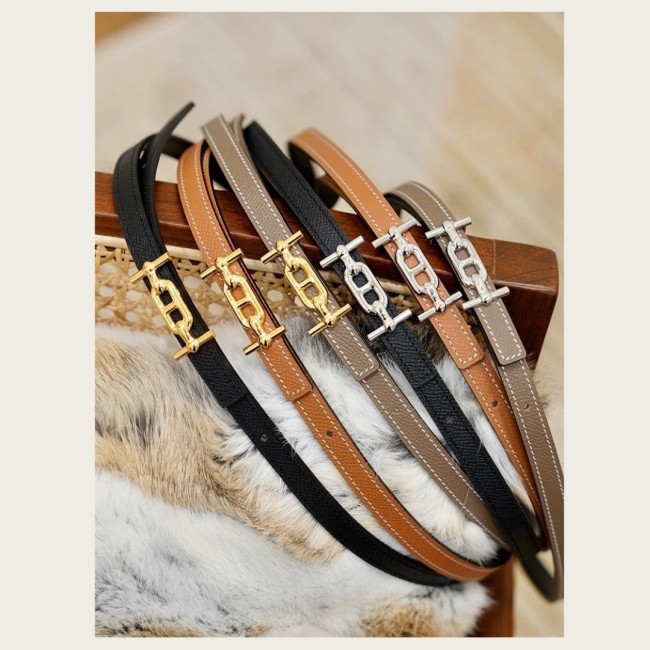  Inspired Anchor Motif Buckle Slim Leather Belt