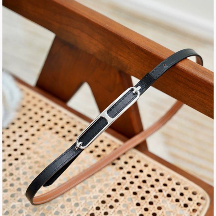 Designer Epsom Slim Leather Belt