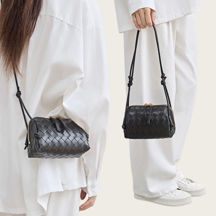Handwoven Italian Lambskin Leather Mini Concert Shoulder Bag