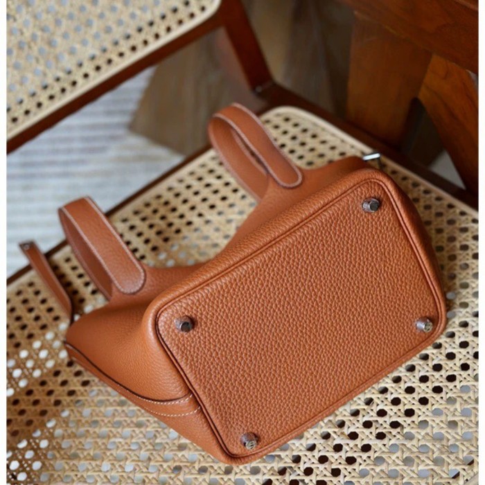 Togo Calfskin Leather Picotin Style Bucket Bag