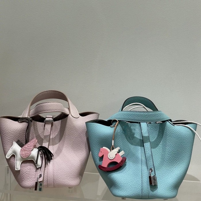 Imported TC Leather Bucket Bag with Inner Pouch