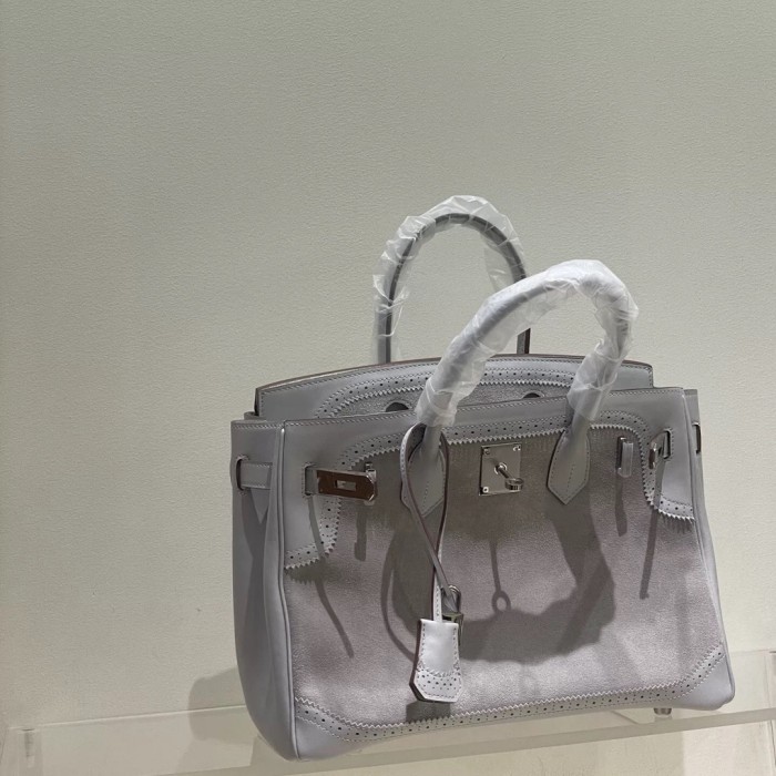 Suede  Leather Lace Inlay  Tote