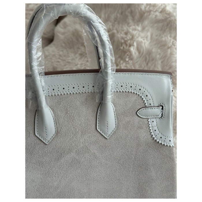 Suede  Leather Lace Inlay  Tote