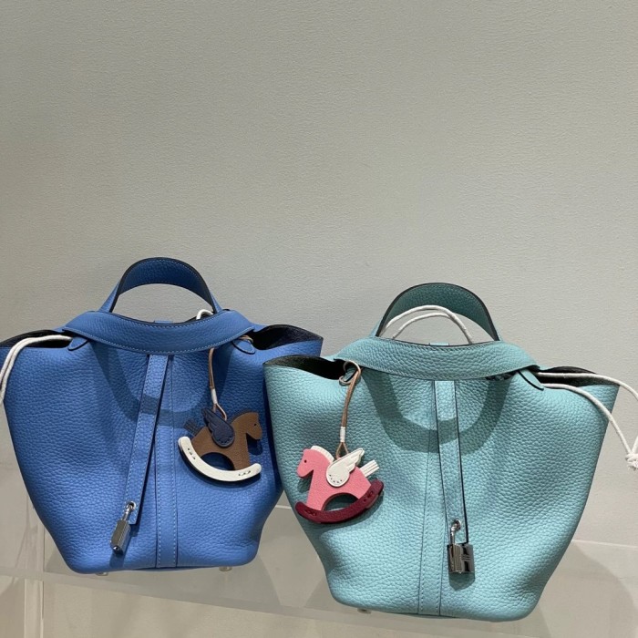 Imported TC Leather Bucket Bag with Inner Pouch