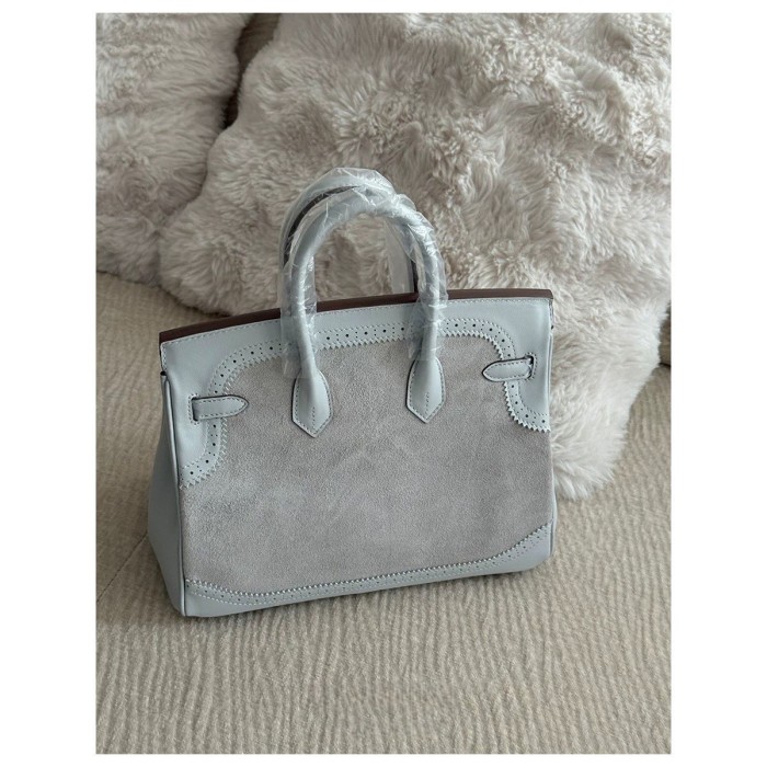 Suede  Leather Lace Inlay  Tote