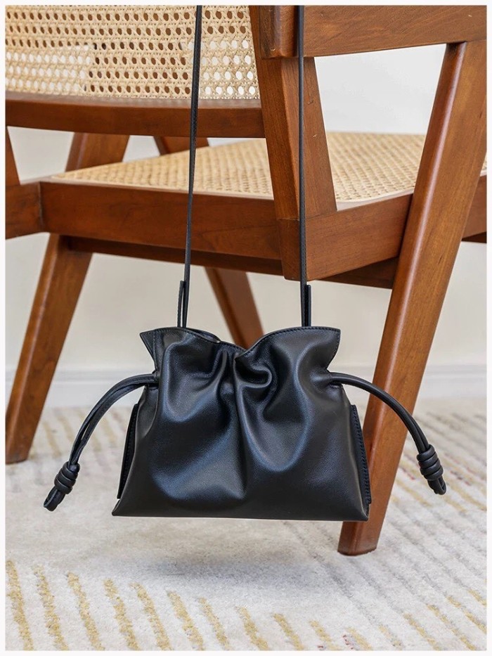 Italian Nappa Leather Drawstring Knot Bag