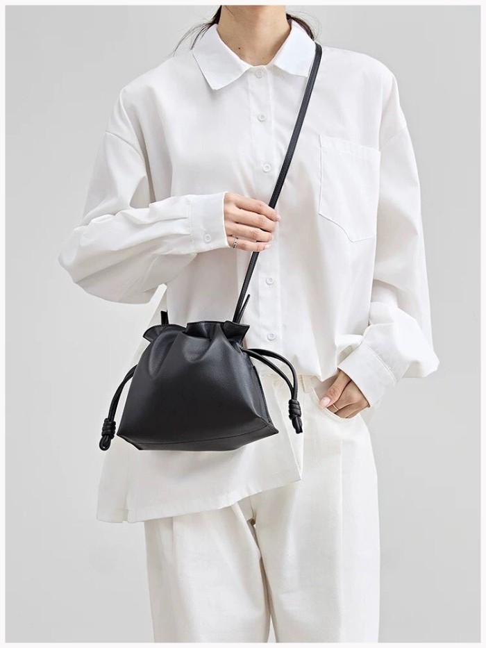 Italian Nappa Leather Drawstring Knot Bag