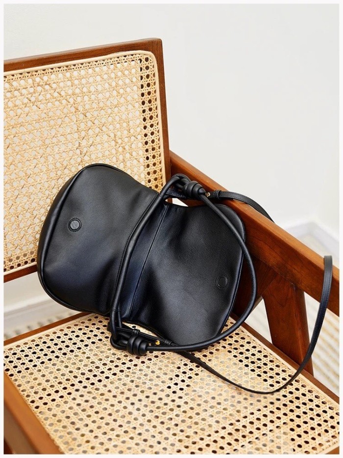 Italian Nappa Leather Pleated Cloud Shoulder Bag