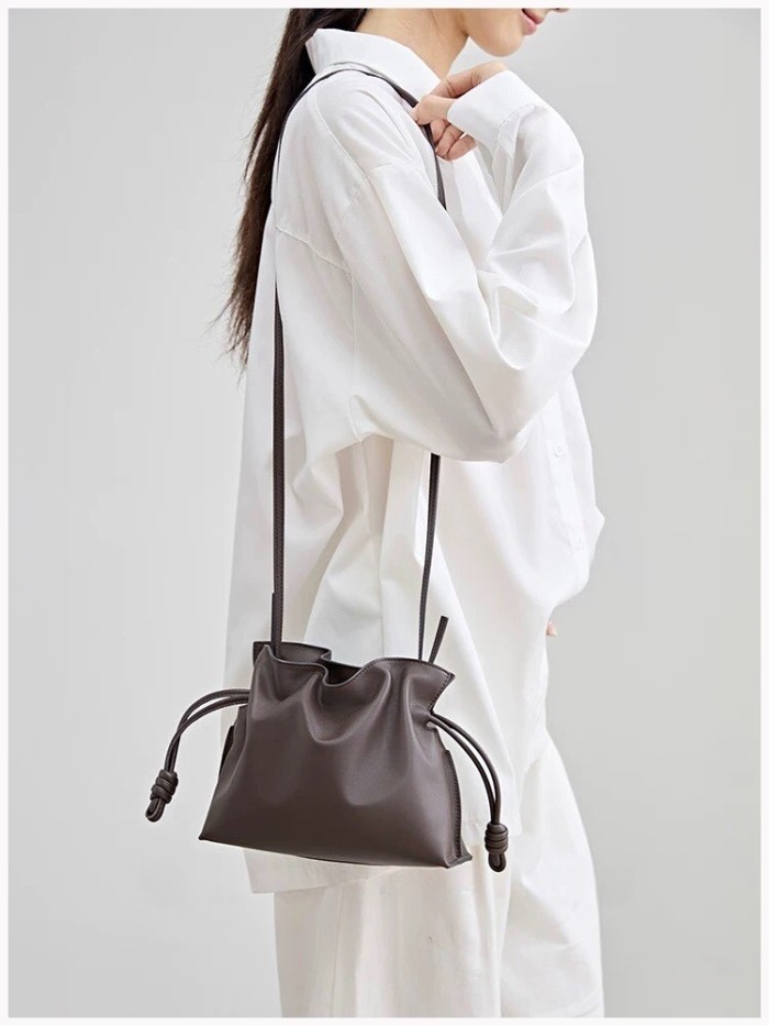 Italian Nappa Leather Drawstring Knot Bag