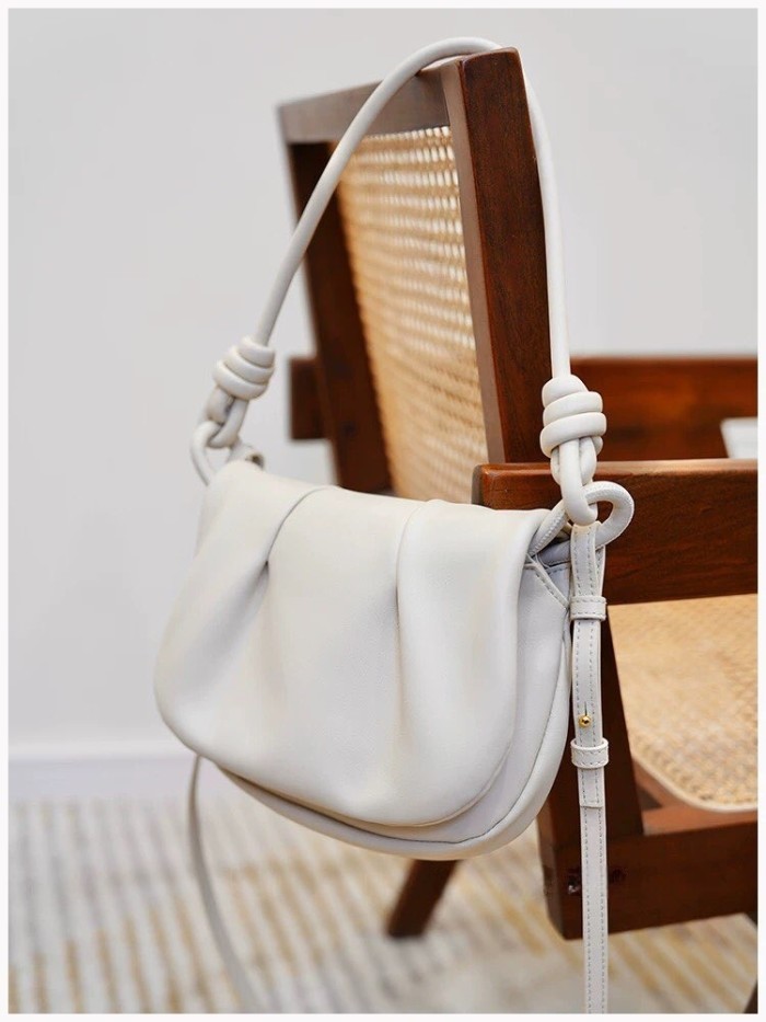 Italian Nappa Leather Pleated Cloud Shoulder Bag