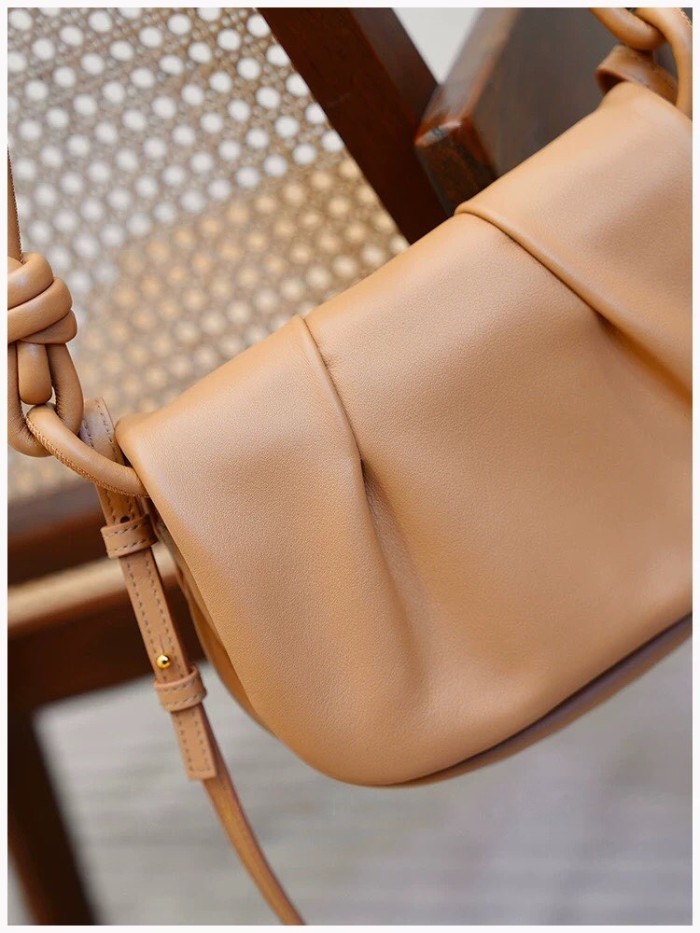 Italian Nappa Leather Pleated Cloud Shoulder Bag