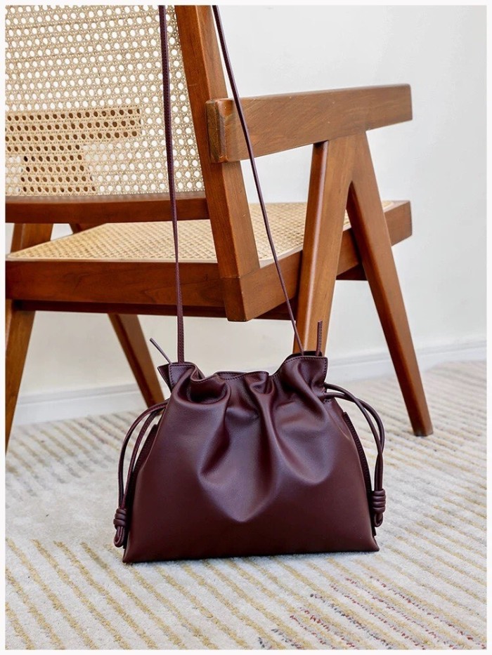 Italian Nappa Leather Drawstring Knot Bag