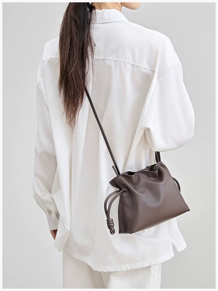 Italian Nappa Leather Drawstring Knot Bag