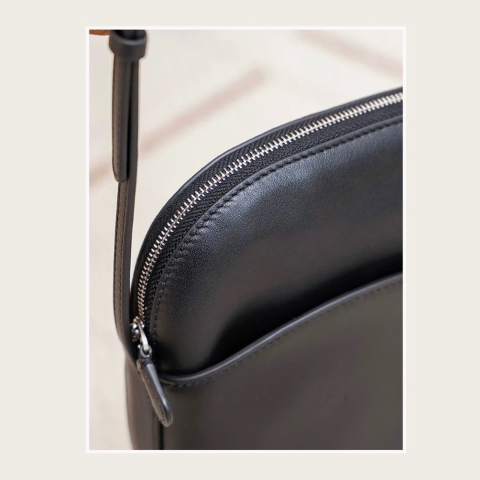 Italian Calfskin Leather Shell Flap Crossbody Bag