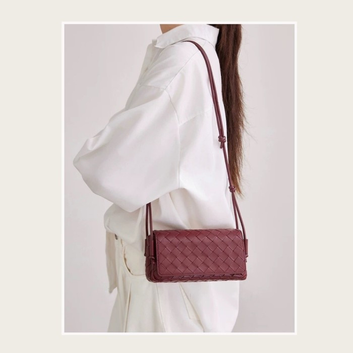 Handwoven Italian Lambskin Leather Flap Crossbody Bag