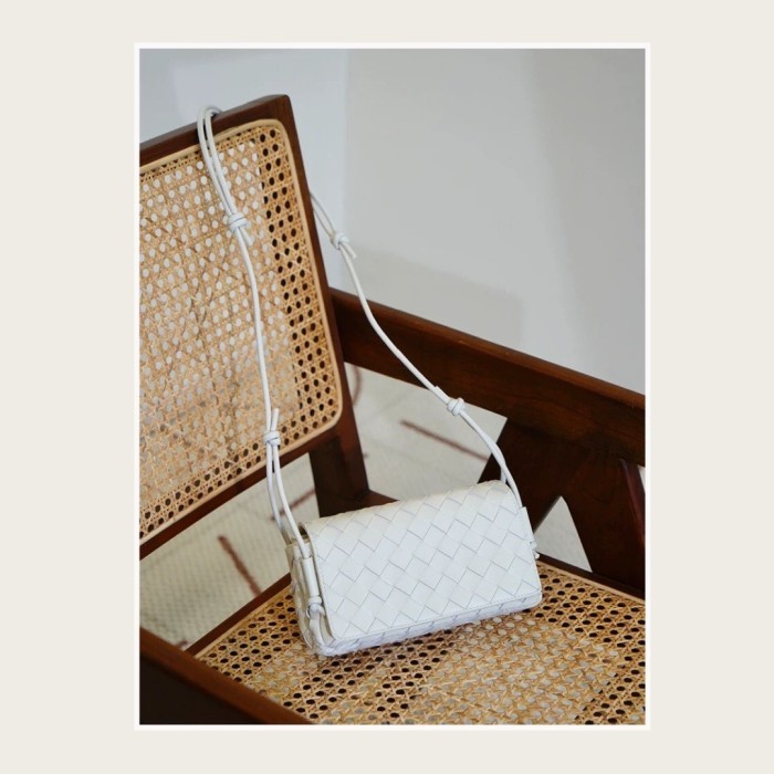 Handwoven Italian Lambskin Leather Flap Crossbody Bag