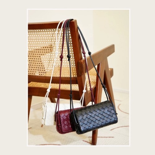 Handwoven Italian Lambskin Leather Flap Crossbody Bag