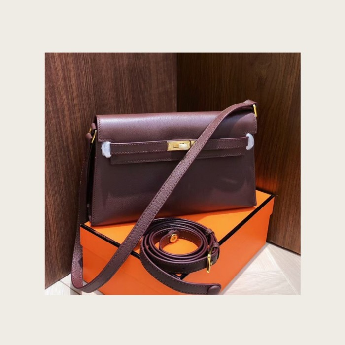 Top-Grain Cowhide Leather Baguette Shoulder Bag