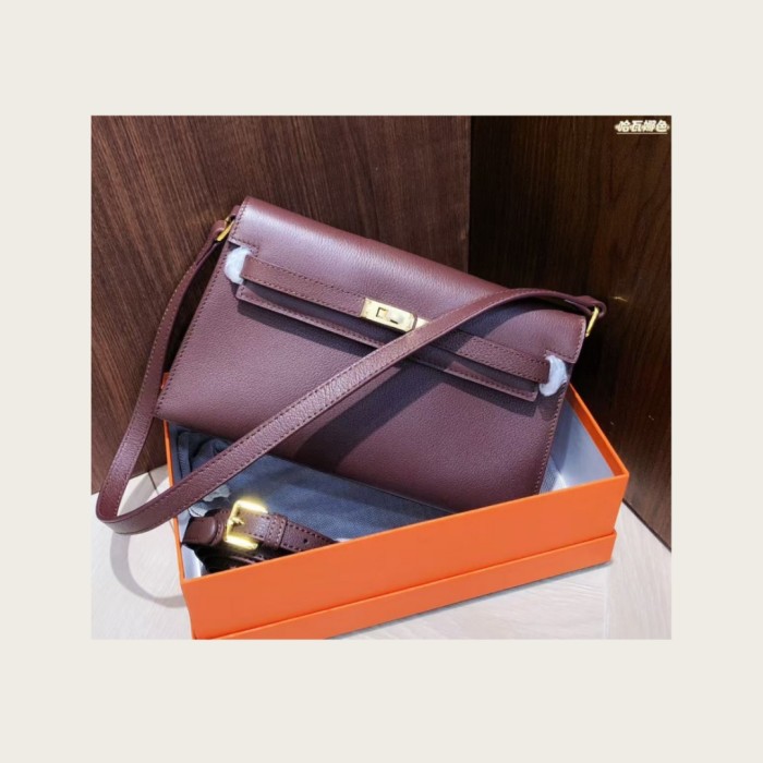 Top-Grain Cowhide Leather Baguette Shoulder Bag