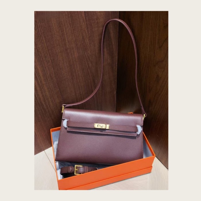 Top-Grain Cowhide Leather Baguette Shoulder Bag