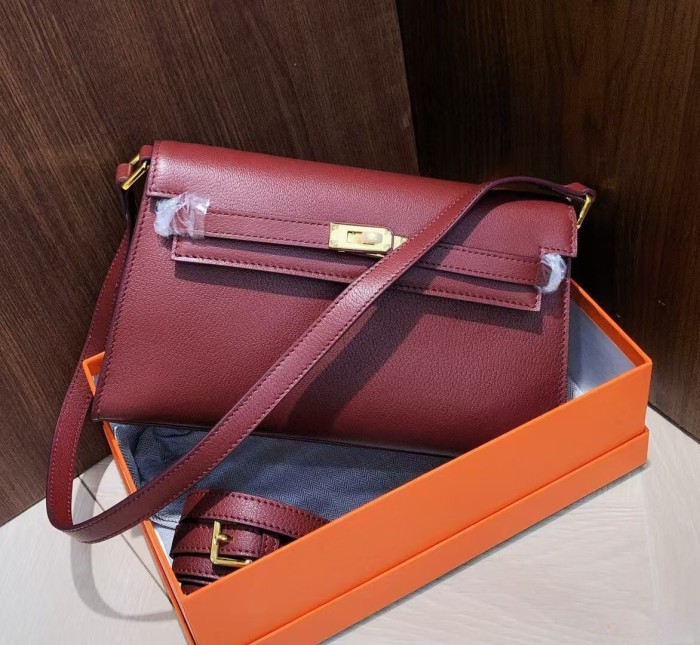 Top-Grain Cowhide Leather Baguette Shoulder Bag