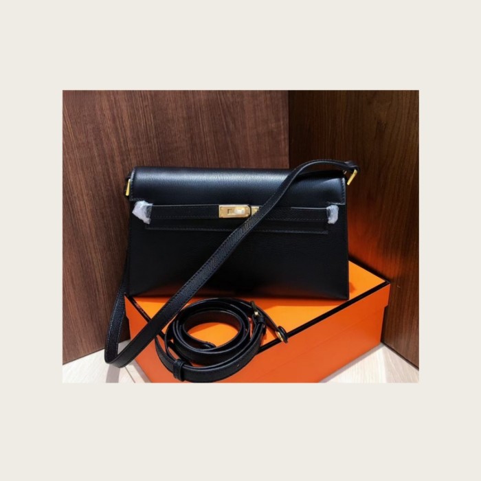 Top-Grain Cowhide Leather Baguette Shoulder Bag
