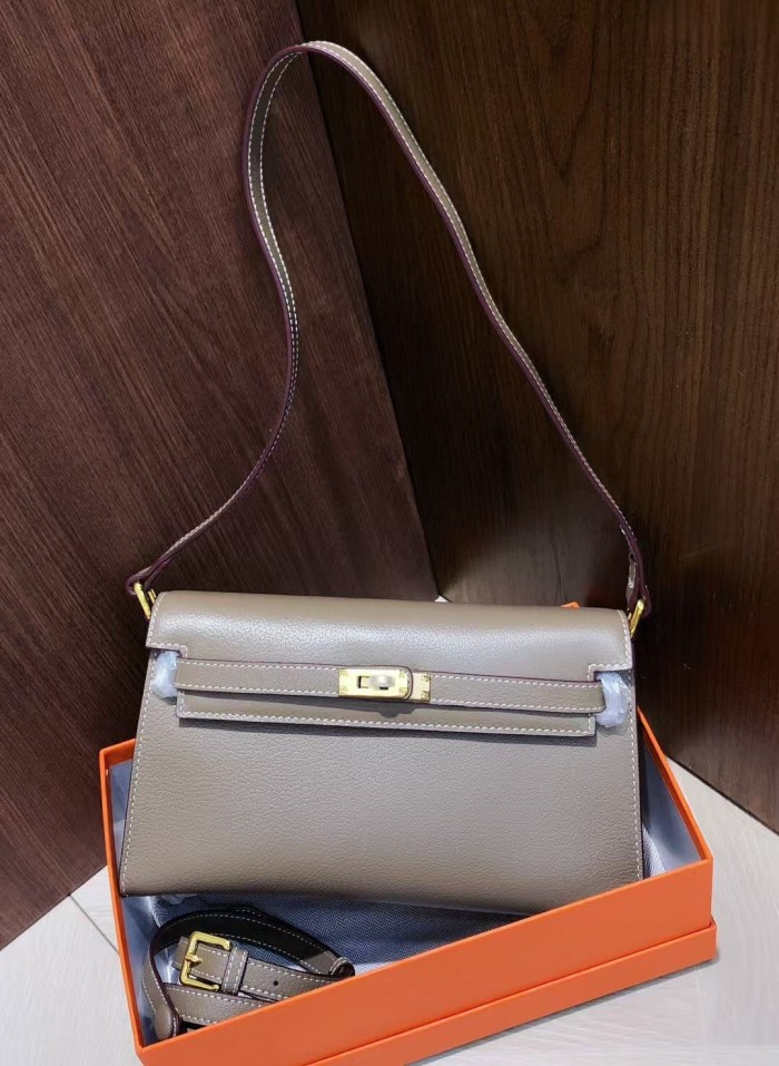 Top-Grain Cowhide Leather Baguette Shoulder Bag